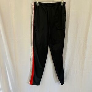 Men's Black Joggers with Red and White Stripes